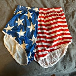 Women's Savage Silkies Old Glory USA flag Savage Tacticians running shorts large